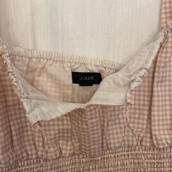 J Crew Gingham Smocked Waist tank top! New without tags. Front tie with V. - Picture 7 of 15